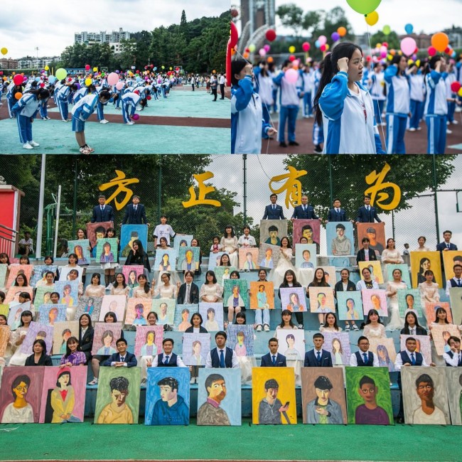 Perayaan kelulusan di SMA Bijie provinsi Guizhou, China. (Foto: X).