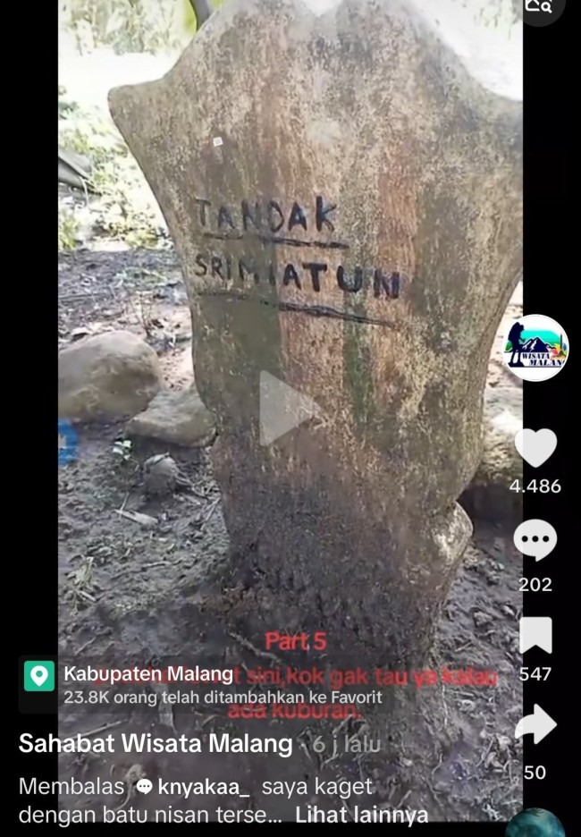 Makam Tandak Srimiatun diduga pemilik warung Mbok Sri. (Foto: TikTok)